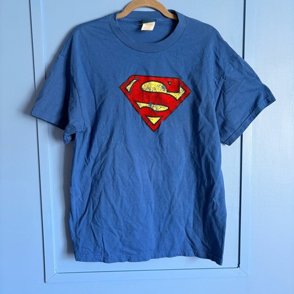 DC Comics Other - Blue Superman Velvet Logo T-Shirt - Size Large​​